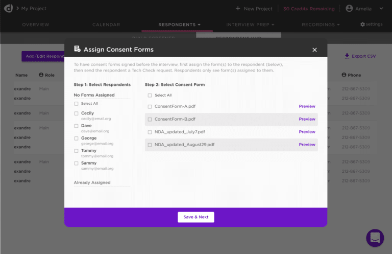 Assign Consent Forms to Respondents