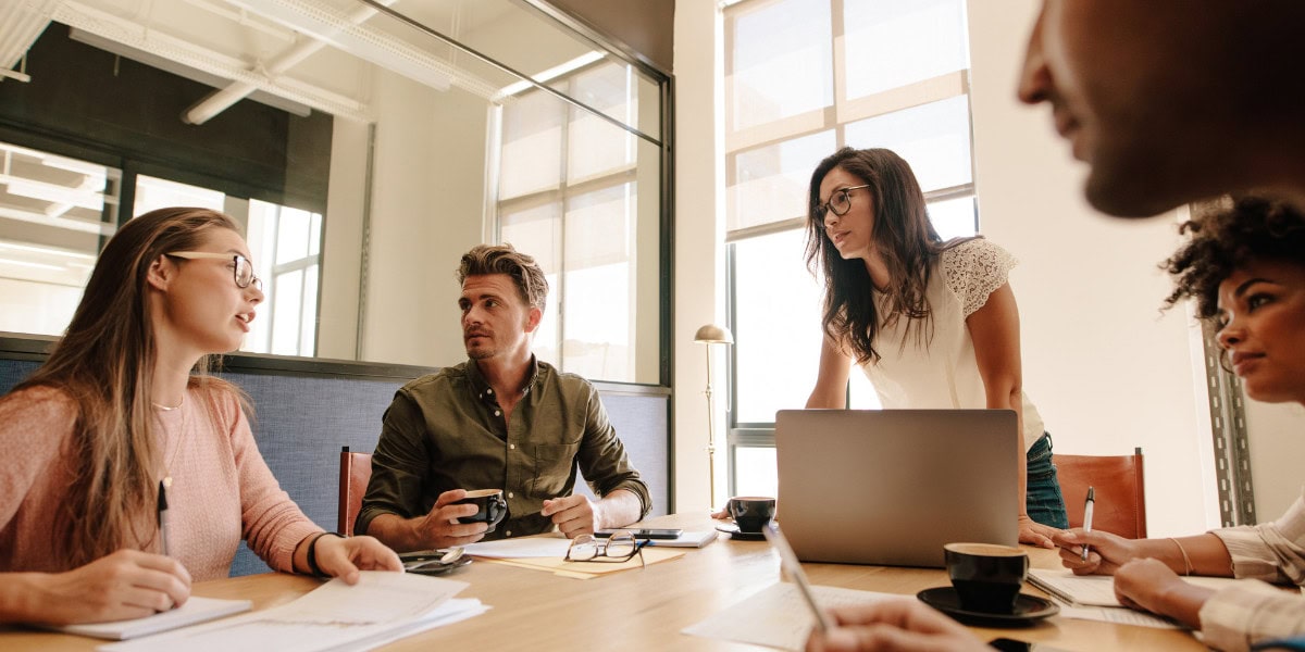 Team collaborating in a meeting room