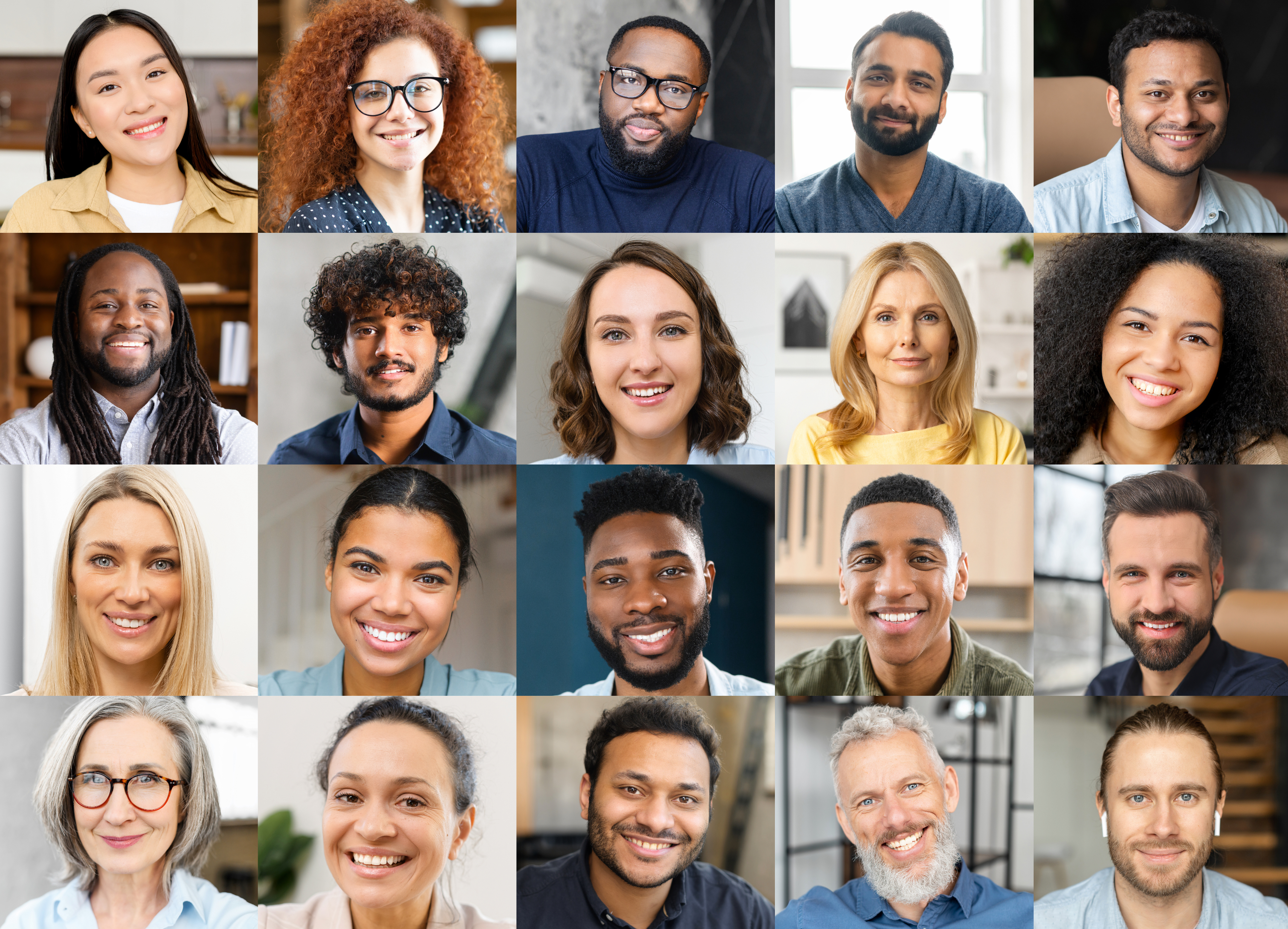 A grid of twelve diverse individuals, representing a consumer insights research panel, smiling at the camera in separate portrait shots.